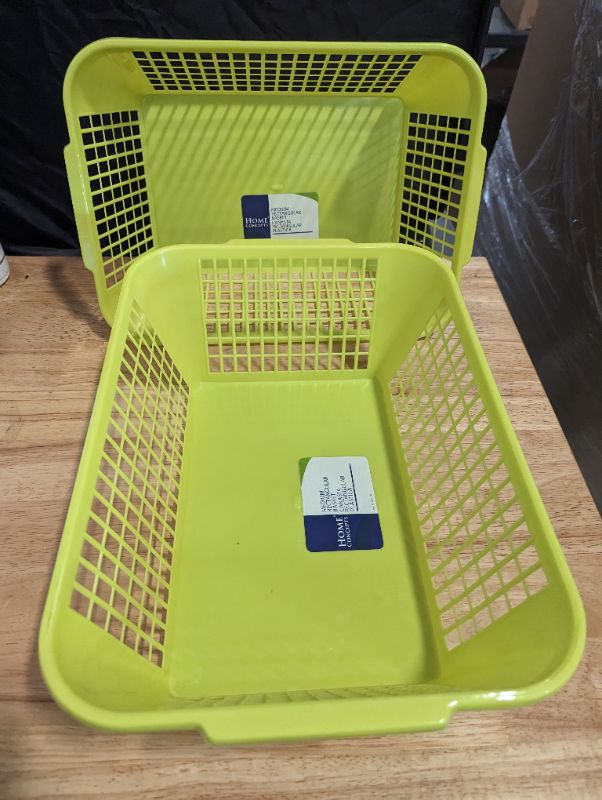 Photo 1 of Home Concepts - Plastic Medium Rectangle Basket - Lime Green - 2 Pack 
