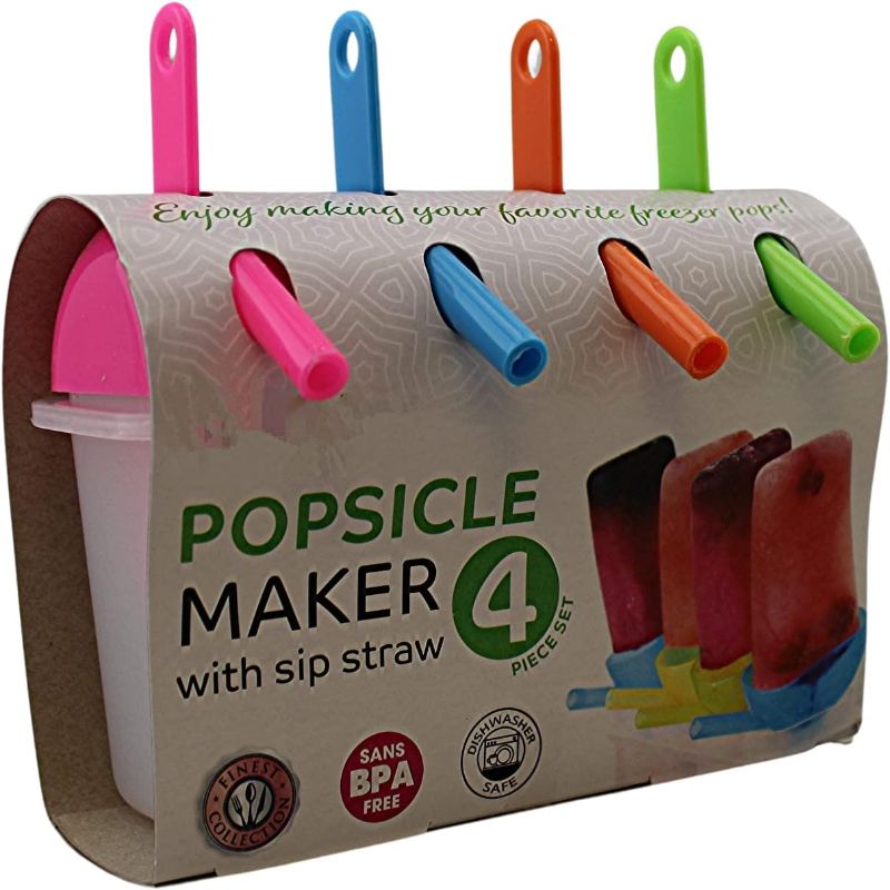 Photo 2 of 2 PACK - Ice Lolly Pop Mold Popsicle Maker with Straw Makes BPA Free Just Pop In The Freezer for a Healthy Snack
