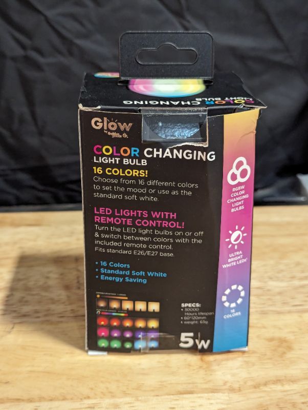 Photo 4 of Gabba Goods Rainbow Color Changing Light Bulb 5W, 450 Brightness Lumens, 16 Color Modes, Fits Standard E26/E27 Base