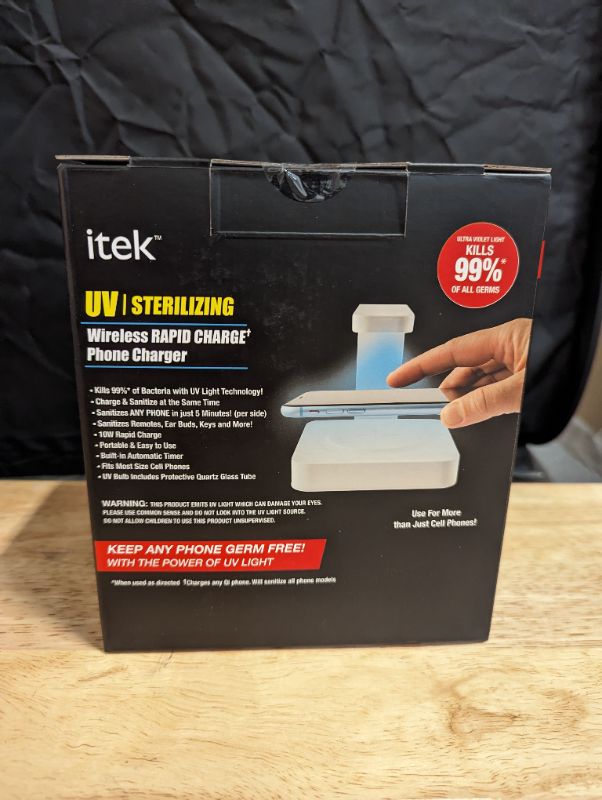 Photo 3 of ITEK - UV Sterilizer & Wireless Phone Charger, White
