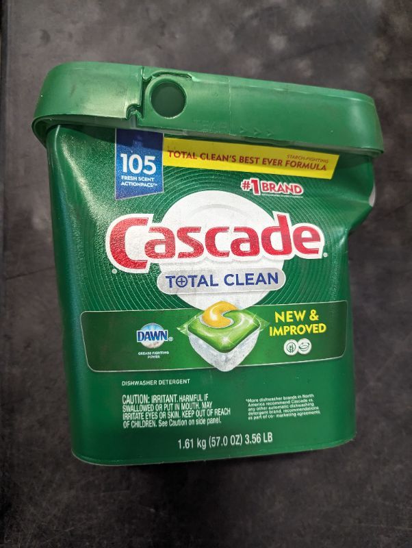 Photo 2 of Cascade Total Clean ActionPacs, Dishwasher Detergent, Fresh Scent - 105 ct