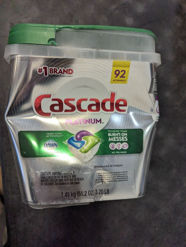 Photo 2 of Cascade Platinum ActionPacs Dishwasher Detergent, Fresh (92 ct.)