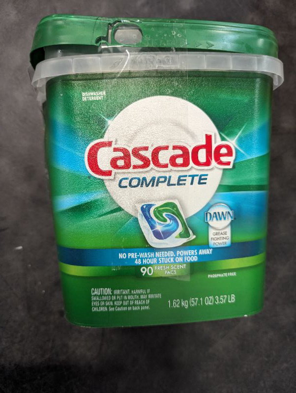 Photo 2 of Cascade Complete Dishwasher Detergent, with Dawn Grease Fighting Power, 90 Fresh Scent Action Pacs Fresh 90 Count (Pack of 1)