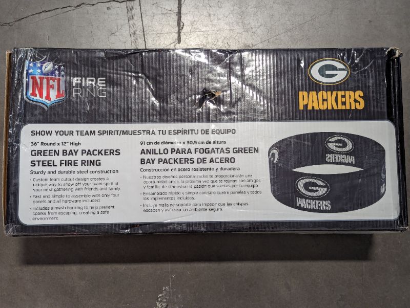 Photo 4 of Blue Sky Outdoor Living NFL Green Bay Packers 36" x 12" Decorative Steel Round Ring Fire Pit, Black
