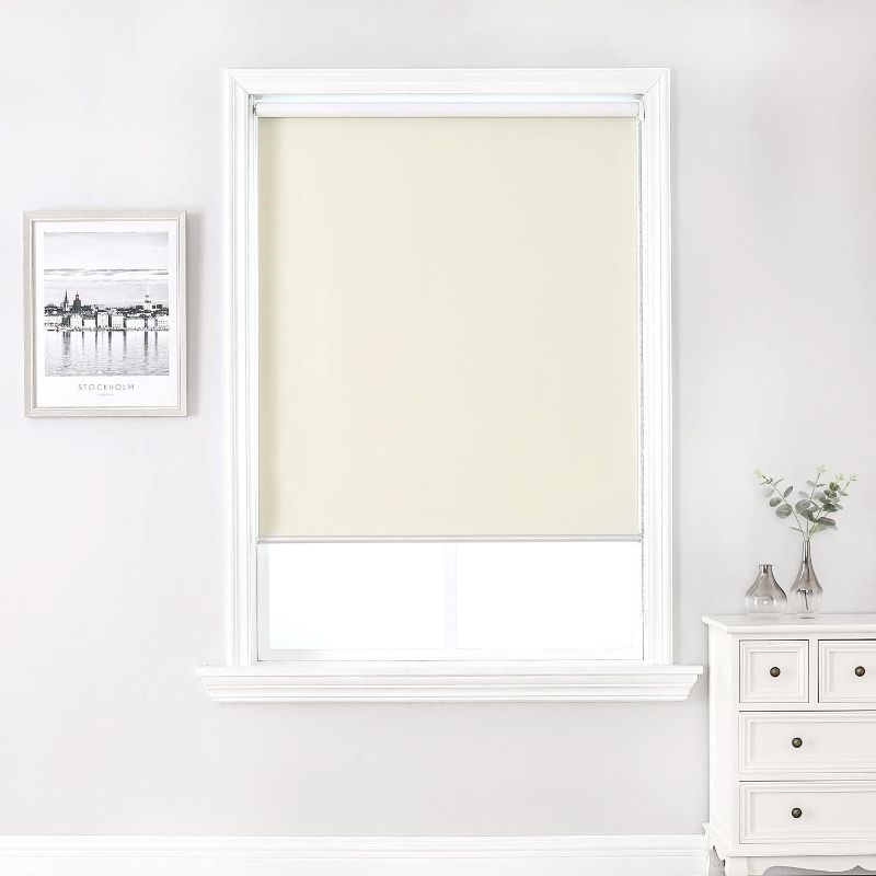 Photo 2 of ChrisDowa 100% Blackout Roller Shade, Window Blind with Thermal Insulated, UV Protection Fabric. Total Blackout Roller Blind for Office and Home. Easy to Install. Biscotti Beige,34" W x 72" H
