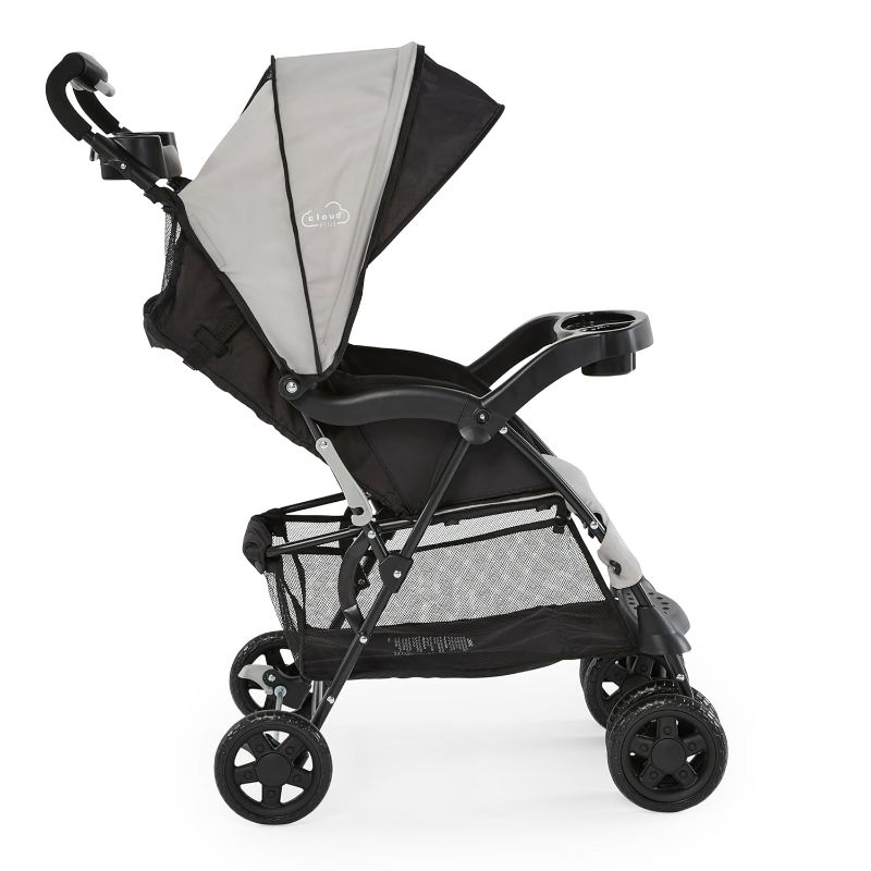Photo 2 of Kolcraft Cloud Plus Lightweight Easy Fold Compact Travel Toddler Stroller and Baby Stroller, Large Storage Basket, Multi-Position Recline, Convenient One-Hand Fold, 13lbs - Slate Grey Slate Grey (Wheel Color May Vary)