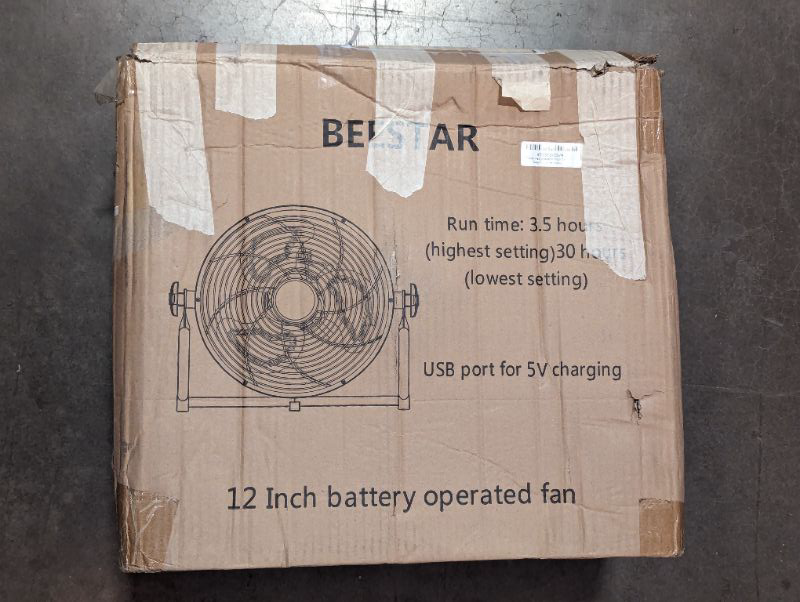 Photo 5 of BEESTAR Battery Operated Fan, 12 Inch Rechargeable Fan Portable,High Velocity Fan with Metal Blade Run Up to 30 Hours, Battery Powered Fan for Garage, Backyard, Camping, Travel (yellow)