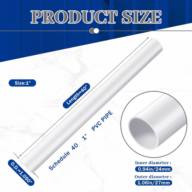 Photo 2 of 12 Pcs 1" PVC Pipe, Sch. 40 Furniture Grade 40'' DIY PVC Projects for The Home, Garden, Greenhouse, Farm and Workshop, White