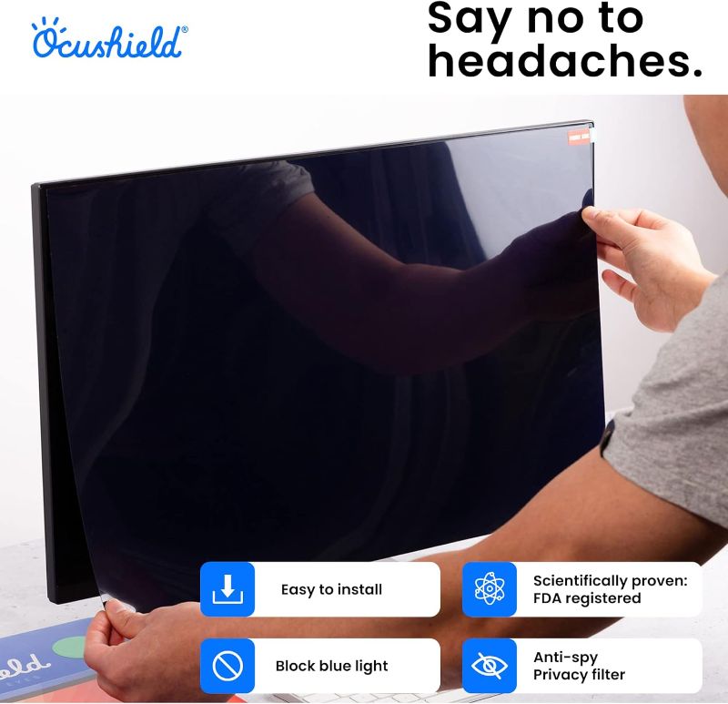 Photo 4 of Ocushield 26” (16:9) Anti Blue Light Screen Protector with Privacy Filter for Laptops and Computer Monitors - Anti-Glare - Easy Install - Anti-Fingerprint - Reduce Eye Fatigue (552 x 346 mm)
