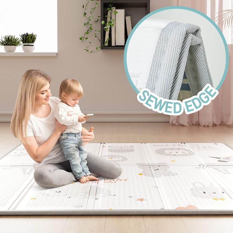 Photo 3 of Baby Playpen for Babies and Toddlers, Play Pen for Kids, Play Pens for Babies and Toddlers for Apartment (59 * 59inch Grey with mat) 59*59inch Grey with mat