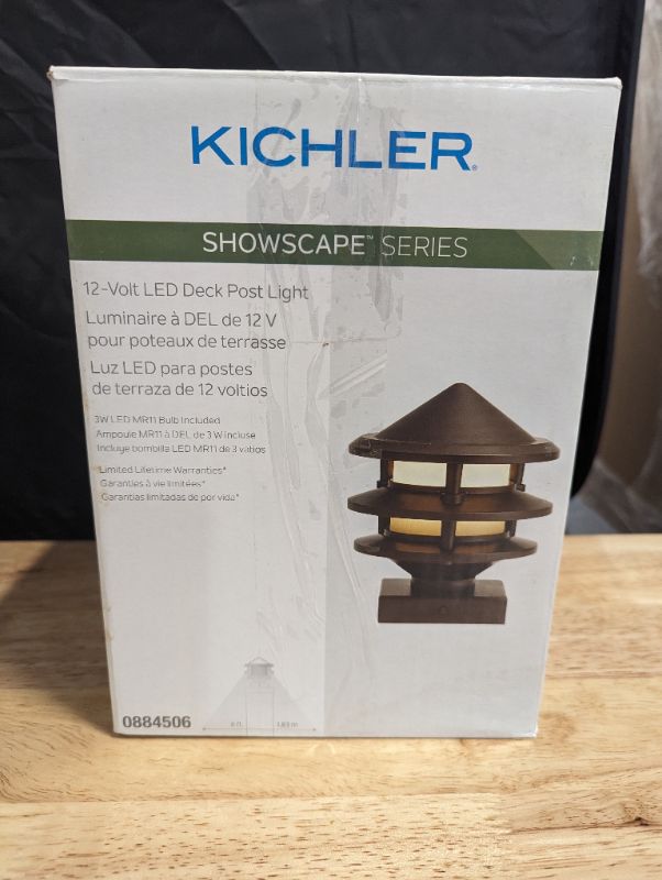 Photo 2 of Kichler Showscape Collection 3-Watt Low Voltage Hardwired Post Ligh Cap with LED MR-11 Bulb, 3K, 100 Deg. Beam Spread, connectors Included, Olde Bronze Color for Porche, Deck, Post, Garden (1 Pack)