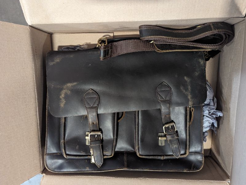 Photo 3 of C CUERO 18 Inch Retro Brown Laptop Messenger Bag Office Briefcase Crossbody Travel Bag For Men & Women Bag Office Laptop Bag (vintage brown)