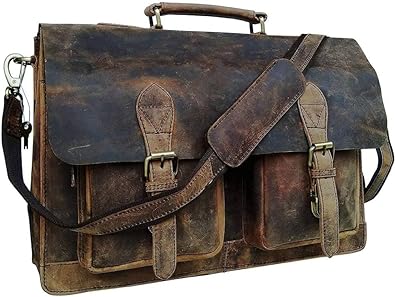 Photo 1 of C CUERO 18 Inch Retro Brown Laptop Messenger Bag Office Briefcase Crossbody Travel Bag For Men & Women Bag Office Laptop Bag (vintage brown)