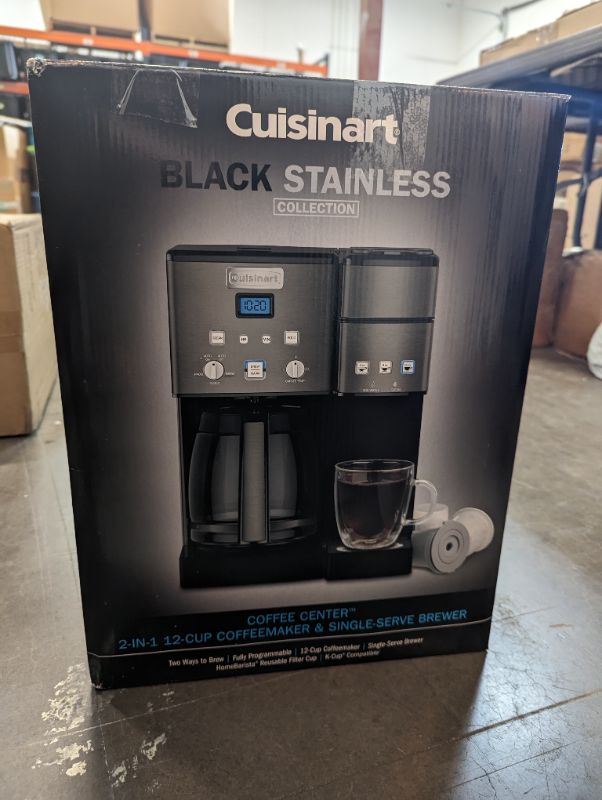 Photo 2 of Cuisinart SS-15BKSP1 Coffee Center 12-Cup Coffeemaker and Single-Serve Brewer with 3-Serving Sizes: 6oz, 10oz and 12oz, Black/Stainless Steel Black/Stainless 12-Cup Glass