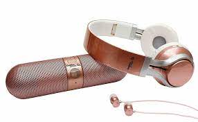 Photo 2 of Gabba Goods - Metallix 3 Piece Gift Set - Bluetooth Headphones, Bluetooth Speaker and Premium Wired Earbuds - Rose Gold