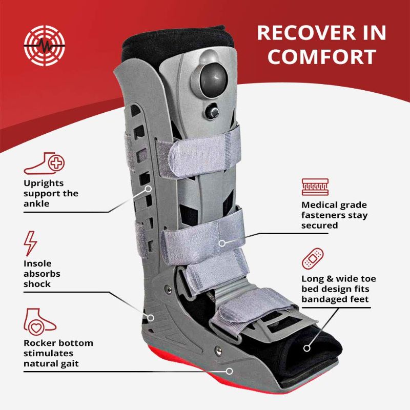 Photo 2 of ManaMed Royal Boot Air Tall CAM Boot - Medium | Orthopedic Walking Boot for Sprained Ankle with Air Pump & Traction | Foot Brace for Injured Foot, Ankle Sprain, Broken Toe & Post Surgery Medium (Pack of 1)
