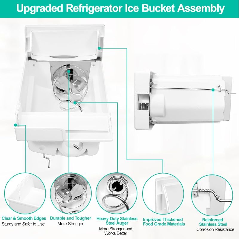 Photo 5 of Upgraded 241860812 Refrigerator Ice Container Bucket Assembly Compatible with Frigidaire Ice Maker Replacement Ice Bin Parts AP4432835 DGUS2635LE0 FGHS2332LE0 FGHS2342LF0 LGHS2644KM0 Ice Maker