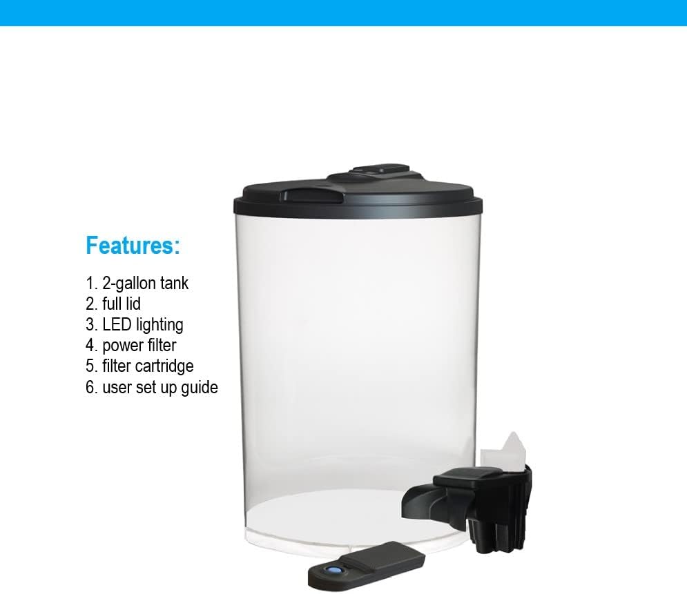 Photo 2 of Koller Products AquaView 2-Gallon Plastic 360 Aquarium with Power Filter & LED Lighting for Tropical Fish - Betta Fish