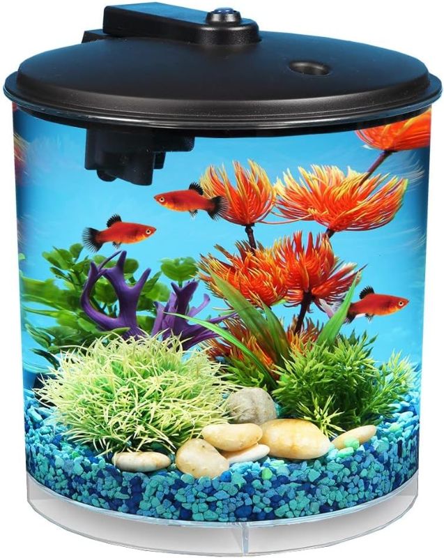 Photo 1 of Koller Products AquaView 2-Gallon Plastic 360 Aquarium with Power Filter & LED Lighting for Tropical Fish - Betta Fish