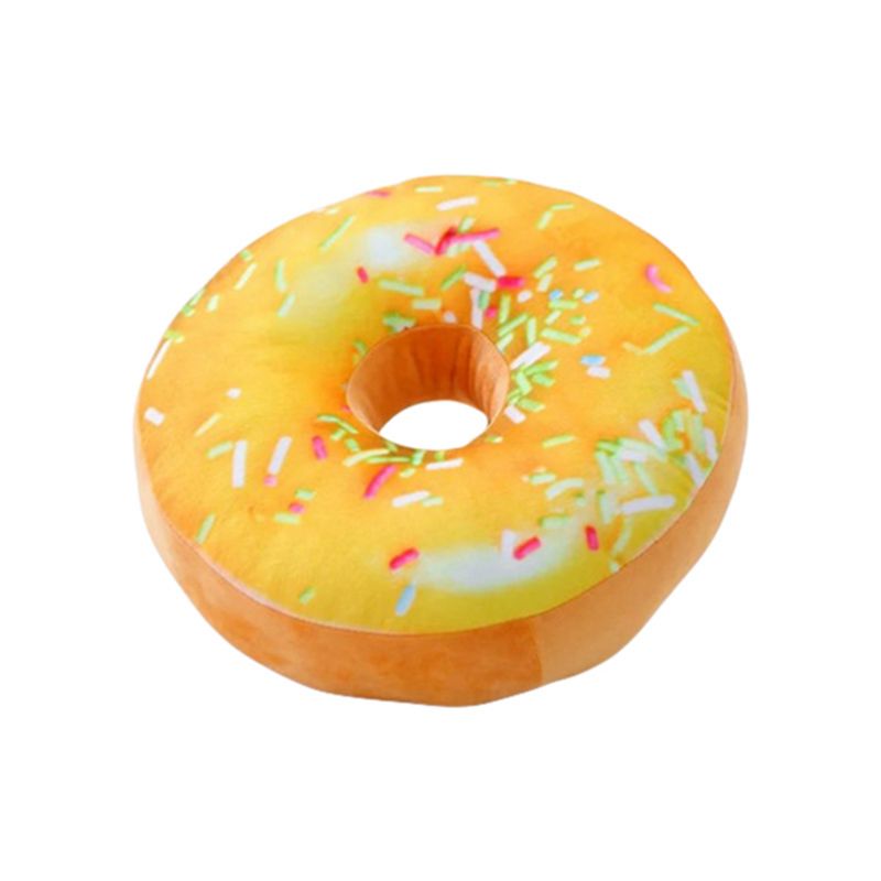 Photo 1 of Gueuusu Round Doughnut Back Stuffed Cushion Throw Pillow 3D Printing Food Dessert Plush Play Toy Doll for Office Chair Car - Yellow Sprinkles