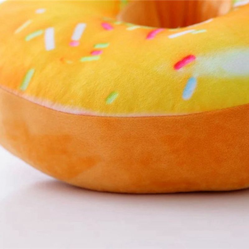 Photo 2 of Gueuusu Round Doughnut Back Stuffed Cushion Throw Pillow 3D Printing Food Dessert Plush Play Toy Doll for Office Chair Car - Yellow Sprinkles