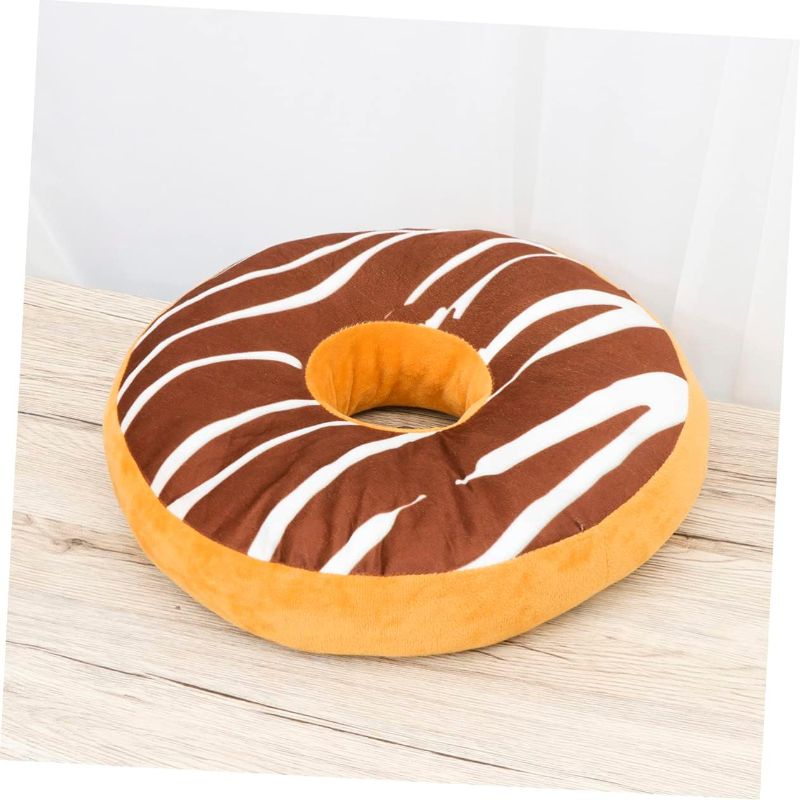 Photo 2 of Homoyoyo Kids Throw Pillows Donut Pillow Home Decoration Pillow Donut Party Decorations Fluffy Pillows Bread Pillow Donut Seat Cushion Near Me Donut Ring Cushion Travel Pillow 3D Sofa - Chocolate Vanilla Stripped Frosting
