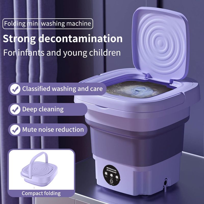 Photo 4 of Portable Washing Machine for Apartments, Upgraded 8L Mini Folding Washing Machine Portable with Disinfection Function, Small Portable Washer Machine for Apartments, Dorm, Camping, RV, Travel Laundry