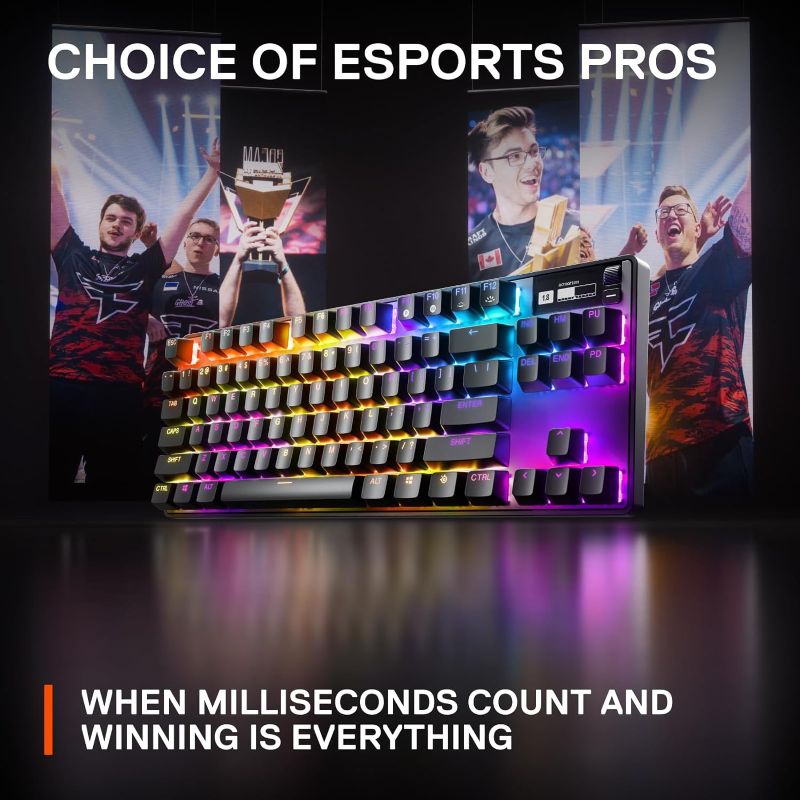 Photo 4 of New SteelSeries Apex Pro TKL 2023 Ed.- World's Fastest Mechanical Gaming Keyboard - Adjustable Actuation - Esports Tenkeyless - OLED Screen - RGB - PBT Keycaps - USB-C (Renewed) Apex Pro TKL 2023 Wired Keyboard