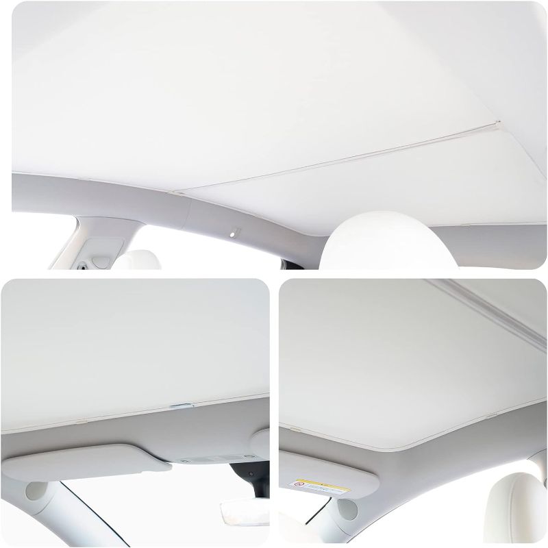 Photo 2 of CYBERBEANS Glass Roof Sunshade for Tesla Model Y Accessories 2020-2023,No Sag Foldable Sunroof Shade Heat Insulation Cover Top Window UV Sun Blocking Heat Shade For Model Y 2-in-1 design