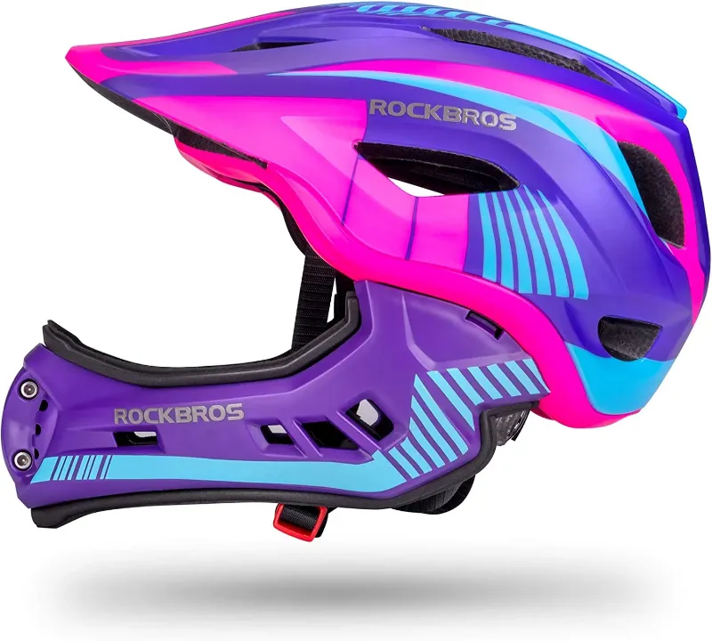 Photo 1 of ROCKBROS Kids Full Face Helmet Kids Bike Helmets Lightweight Toddler Mountain Bike Helmet Detachable for MTB BMX Skating Cycling Scooter Safety Bicycle Helmets for Youth Child Boys Girls Ages 3-16 - SIZE SMALL