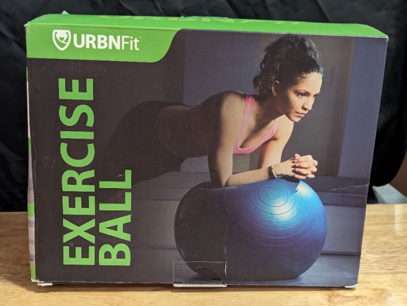 Photo 3 of URBNFit Exercise Ball - Yoga Ball in Multiple Sizes for Workout, Pregnancy, Stability - Anti-Burst Swiss Balance Ball w/Quick Pump - Fitness Ball Chair for Office, Home, Gym - 65cm/26" - Green
