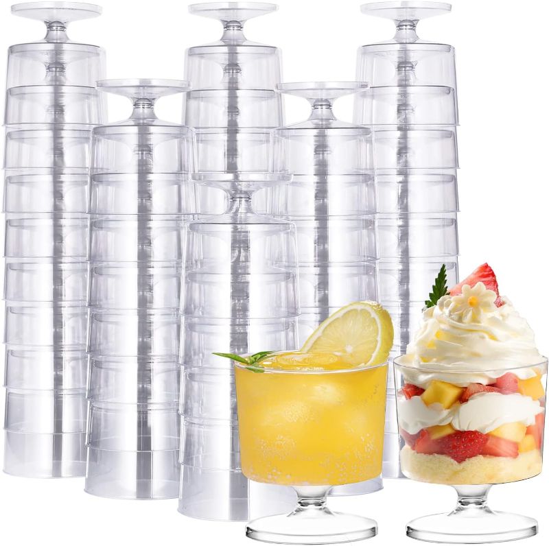 Photo 1 of HyHousing 2 Oz Clear Plastic Wine Glasses 80 Pack, Hard Disposable Shot / Drink Glasses Ideal for Home Daily Life Party Wedding Drinking Dessert Ice Cream (G4-80)
