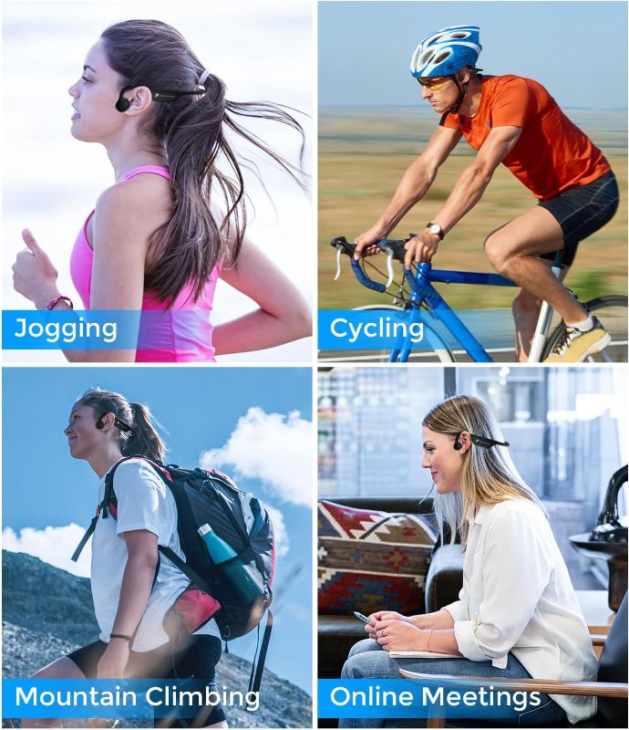 Photo 3 of ZRUHIG Bone Conduction Headphones Open-Ear Earphones Bluetooth5.3Sport Headset with Mic, Sweatproof Lightweight Wireless Bone Conducting Headset for Workout, Running, Gym, Hiking, Driving, Cycling