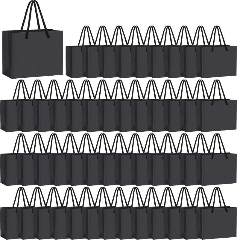 Photo 1 of Yexiya Extra Small Black Gift Bags 3.94 x 4.72 x 2.36 Inch Paper Gift Bags with Handle Mini Gift Wrap for Present Craft Party Favor (50 Pcs)
