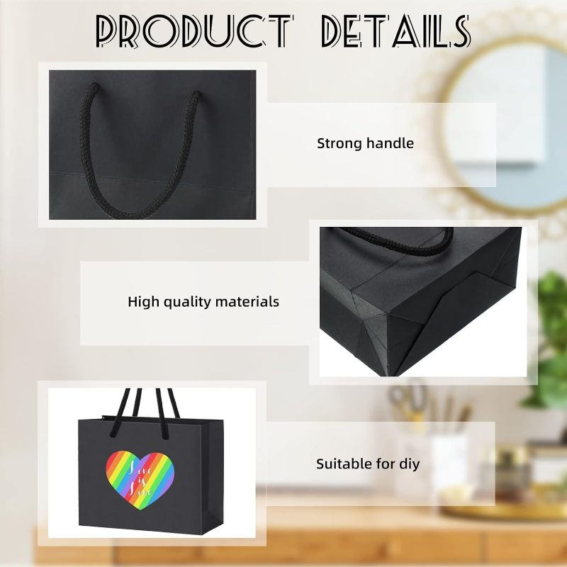 Photo 3 of Yexiya Extra Small Black Gift Bags 3.94 x 4.72 x 2.36 Inch Paper Gift Bags with Handle Mini Gift Wrap for Present Craft Party Favor (50 Pcs)
