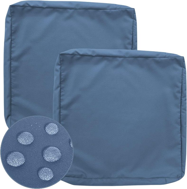 Photo 1 of GUEGLSA Outdoor Cushion Covers Replacement 24x24x4, Water Repellent Patio Cushion Slipcovers, High UV Resistant Replacement Cushion Covers, Set of 2, Blue