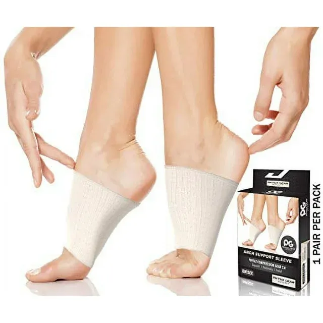 Photo 1 of Physix Gear Sport Arch Supports for Plantar Fasciitis Relief (1 Pair) - Foot Sleeve Arch Support for Flat Feet, Plantar Fasciitis Wrap, Arch Compression Support Sleeves, Fast Relief (Beige, M)