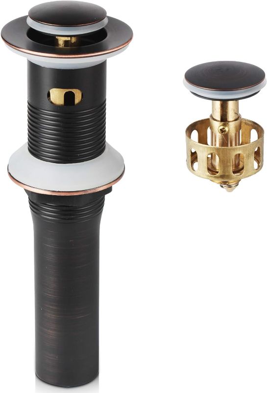 Photo 1 of Oil Rubbed Bronze Pop Up Drain, Bathroom Vessel Lavatory Vanity Faucet Sink Detachable Basket Drain Stopper, ORB with Overflow