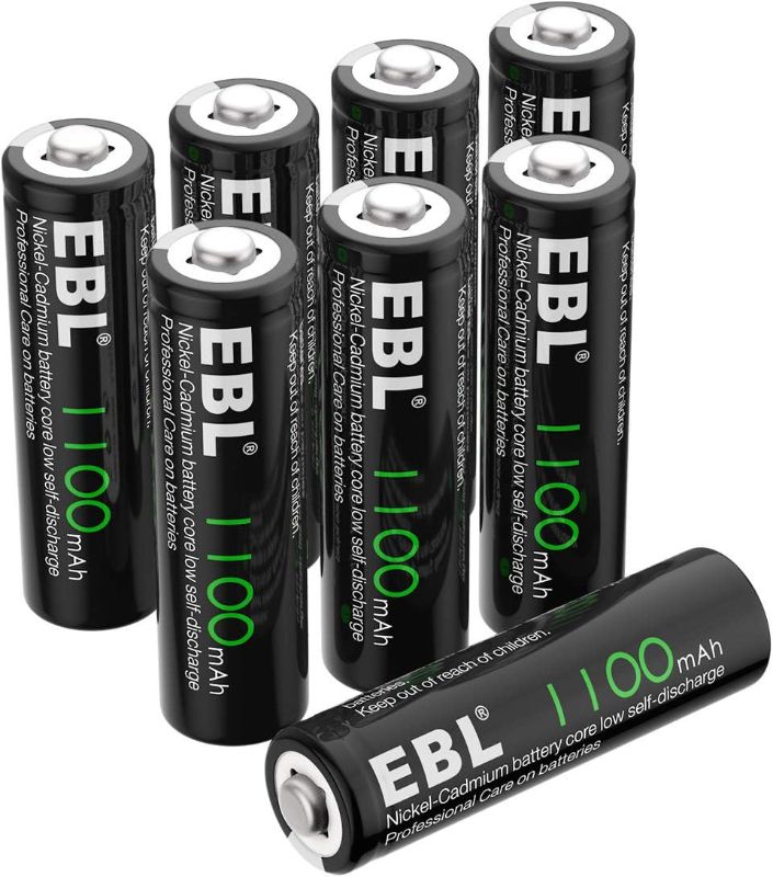 Photo 1 of EBL AA Rechargeable Batteries, 1.2V 1100mAh High Capacity Ni-CD AA Battery for Solar Garden Lights (Pack of 8)
