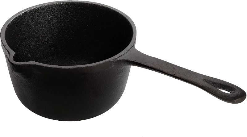 Photo 1 of Cedilis 1 Quart Cast Iron Basting Pot with Handle, Heavy Duty Construction Sauce Pot for Grilling and Oven, Black