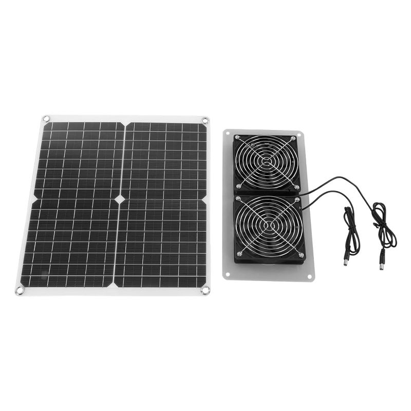 Photo 1 of Solar Panel Fan Kit 18V 25W Monocrystalline Solar Panel 3500RPM Outdoor Air Circulation Solar Fan Waterproof Solar Exhaust Fan Kit for Greenhouses Pet Houses Homes RVs Cars