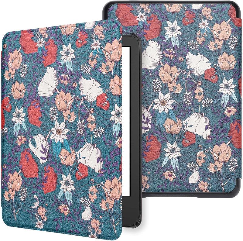 Photo 1 of WALNEW Case Cover for All-New Kindle (2022 Release), Smart Cover with Auto Sleep/Wake Fits Kindle (11th Generation) - 2022 Release (Blue Flower)