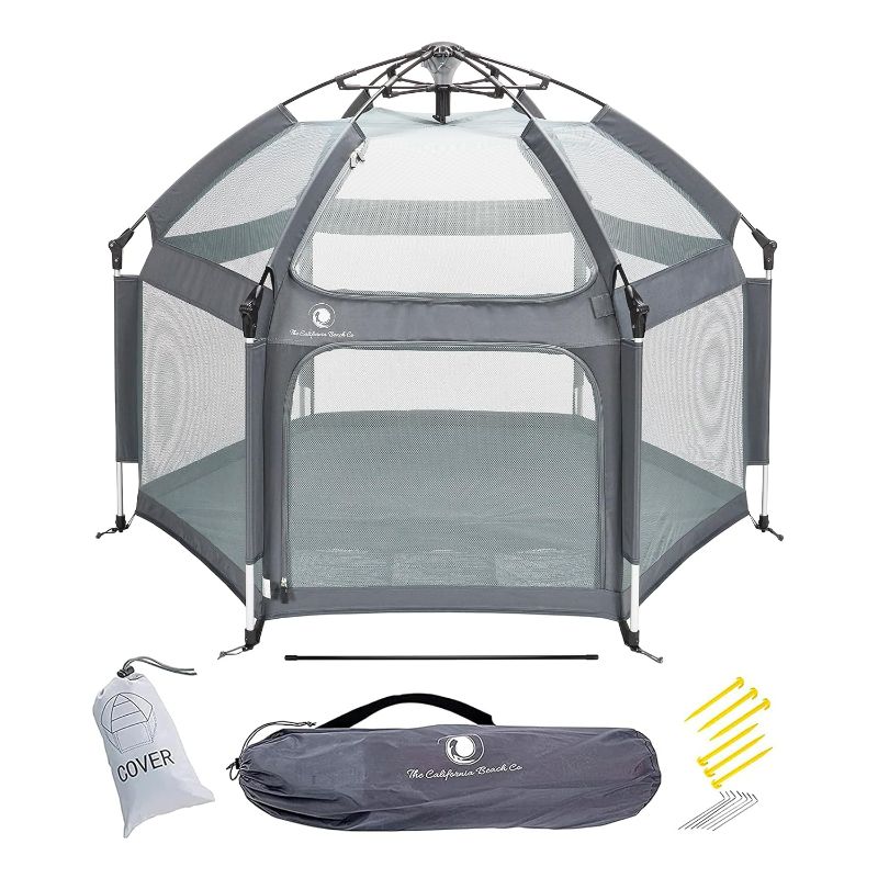 Photo 1 of POP 'N GO Premium Indoor and Outdoor Baby Playpen - Portable, Lightweight, Pop Up Pack and Play Toddler Play Yard w/Canopy and Travel Bag - Anchor Grey
