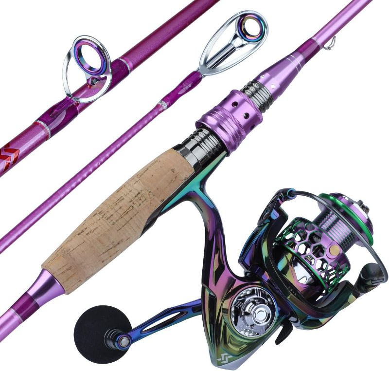 Photo 1 of Sougayilang Fishing Rod Reel Combo?Carbon Fiber Protable Casting & Spinning Fishing Pole and Colorful Casting & Spinning Reel for Travel 4 Pieces Freshwater
