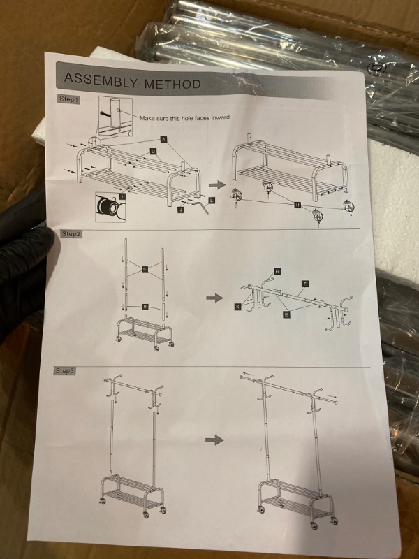 Photo 2 of HOUSE AGAIN Adjustable 3-in-1 Heavy Duty Clothing Rack with Shelves, 66" L, Clothes Rack for Hanging Clothes with Lockable Wheels, Rolling Garment Rack Commercial Grade, Freestanding, Chrome
