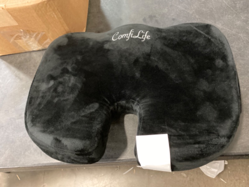 Photo 2 of ComfiLife Premium Comfort Seat Cushion - Non-Slip Orthopedic 100% Memory Foam Coccyx Cushion for Tailbone Pain - Cushion for Office Chair Car Seat - Back Pain & Sciatica Relief (Black)
