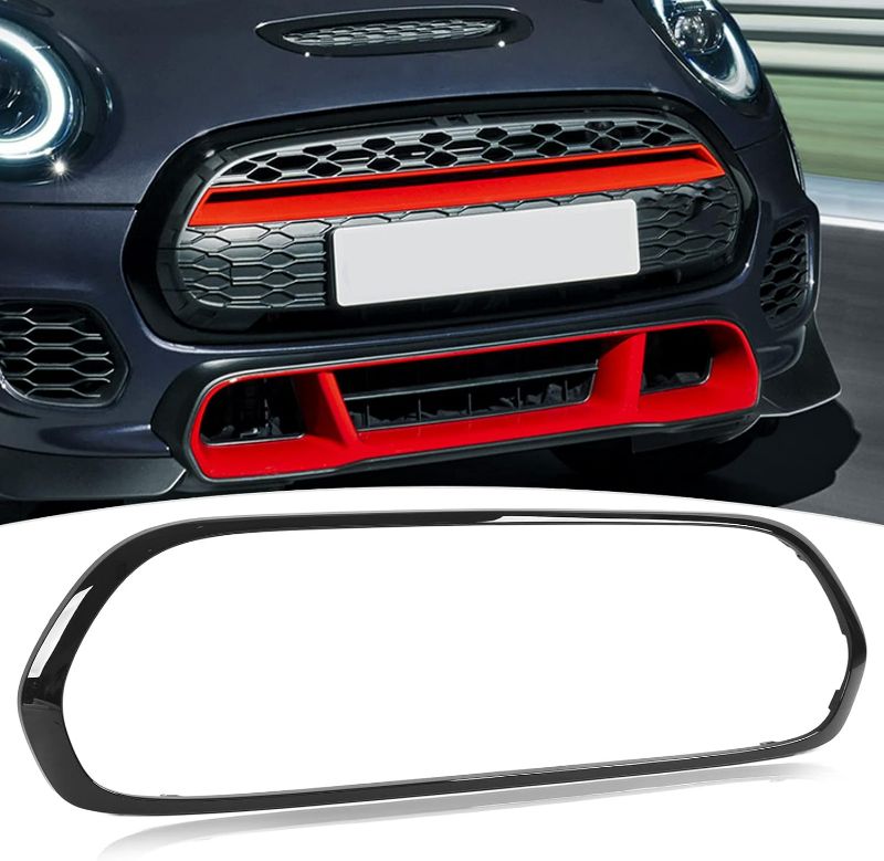 Photo 1 of Qiilu Front Grille Grill Frame Surround 51137449207 Gloss Black Replacement for Mini F55 F56 F57 One Cooper S JCW 2014+
