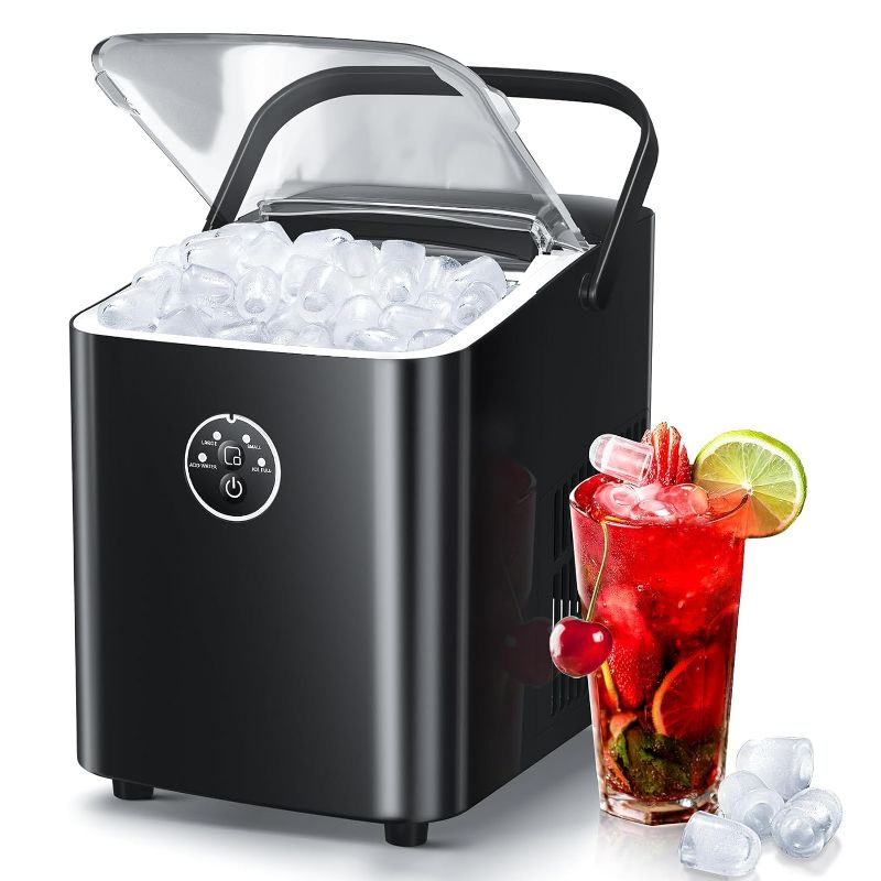 Photo 1 of  Ice Maker Countertop 2 Sizes Ice Machine, , Portable Ice Maker with Self-Cleaning,Handle and Basket, grey