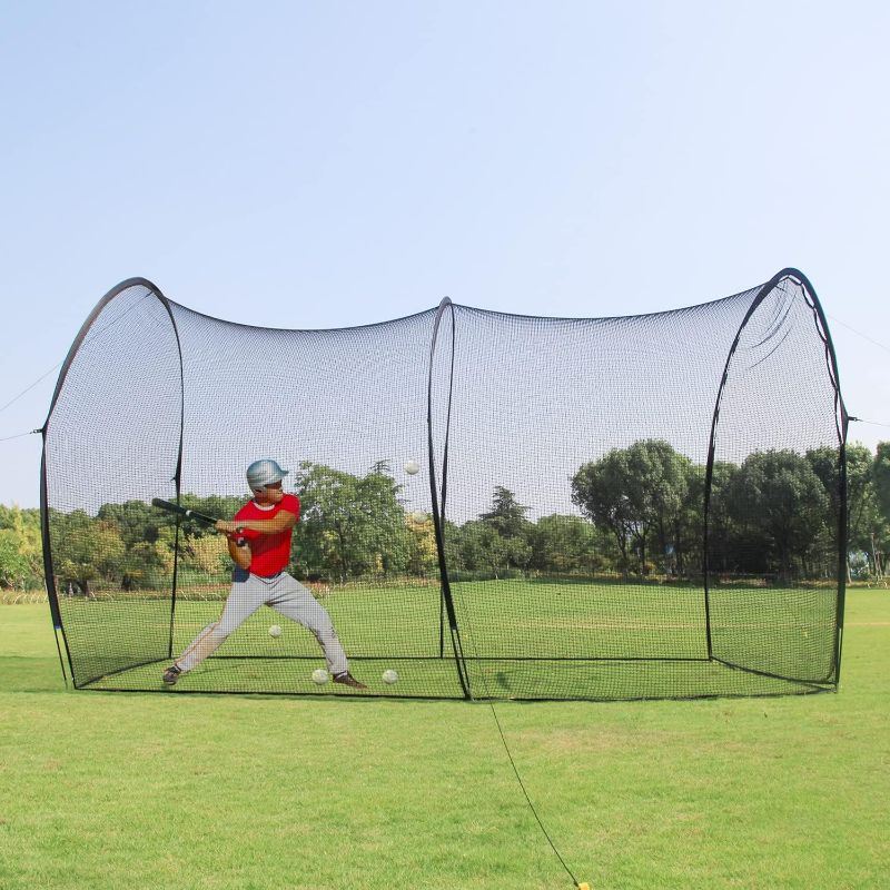 Photo 2 of MR Batting Cage Baseball Softball, Hitting Cage Net and Frame Backyard Baseball Softball Training Equipment, Freestanding Portable Batting Cage Hitting and Pitching Practice