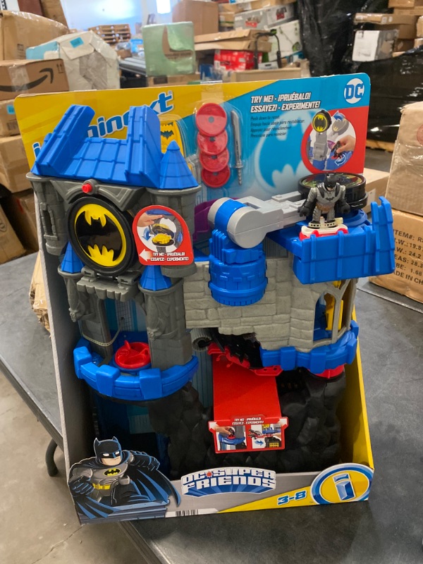 Photo 2 of Imaginext DC Super Friends Batman Toy, Wayne Manor Batcave Playset with Batman Figure Batcyle and Accessories NEW 